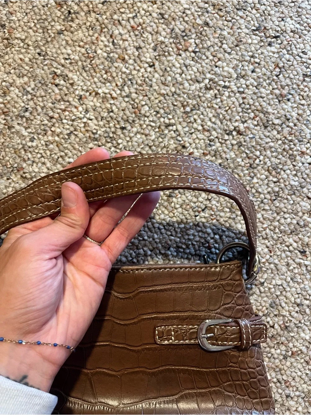 Vintage Y2K Tommy Hilfiger Brown Faux Crocodile Shoulder Bag